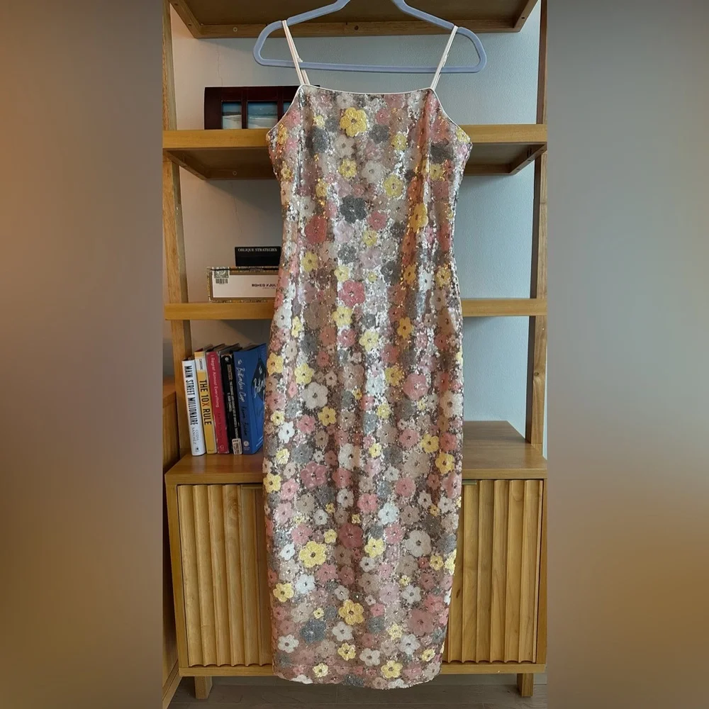 Floral Sequin Square-Neck Maxi Dress - Medium size - Picture 4 of 7